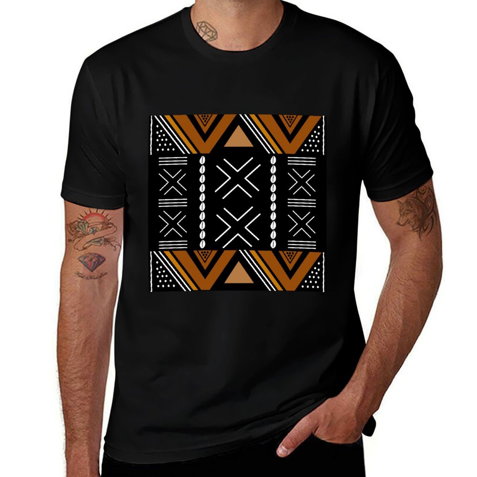 Mudcloth Print Top - Afrikaans modderdoek Bogolan design T-shirt, casual