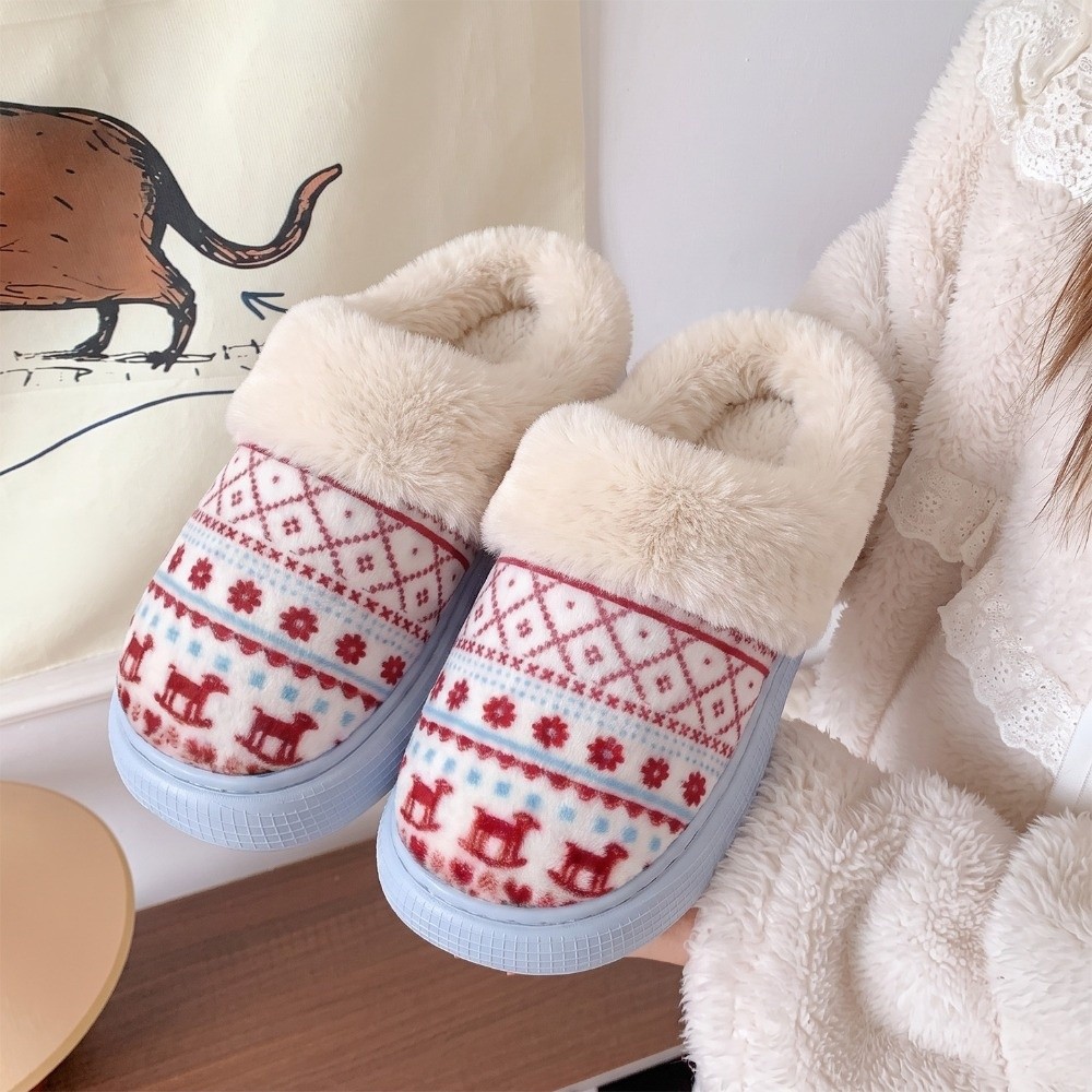 Ethnic Style - Zachte EVA-zool, slippers in Fair Isle-stijl,