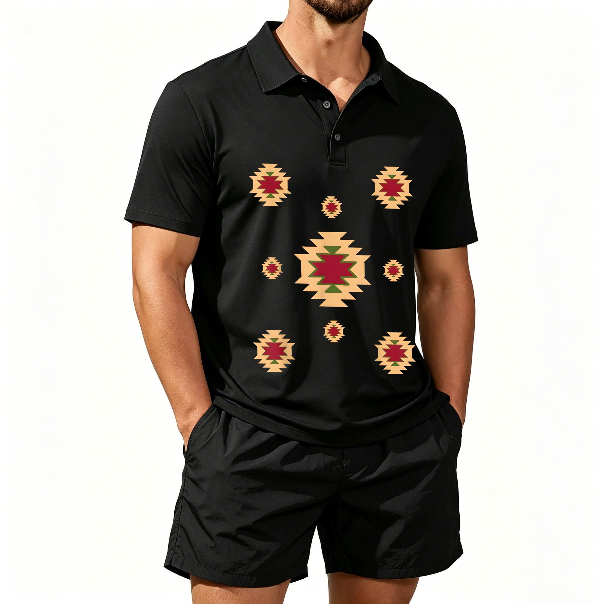 Ethnic Style - Set poloshirts met korte mouwen voor