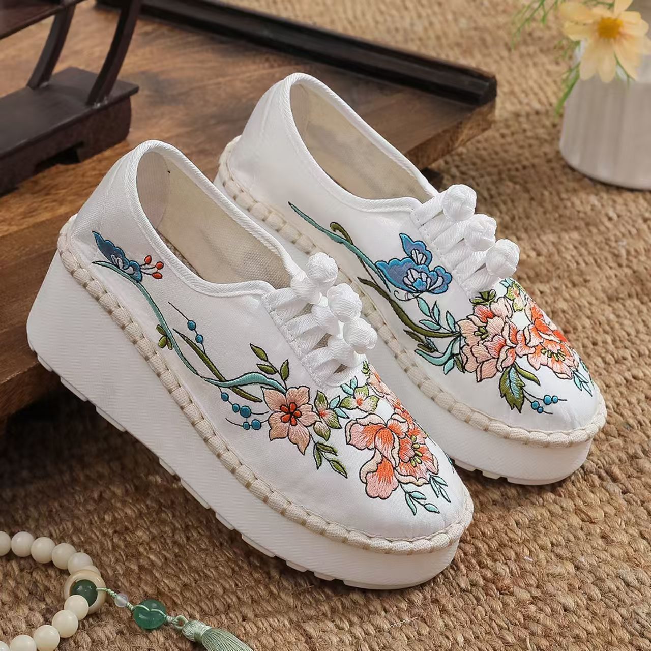 Ethnic Fabric - Dames Etnische Stijl Wedges Geborduurde Schoenen