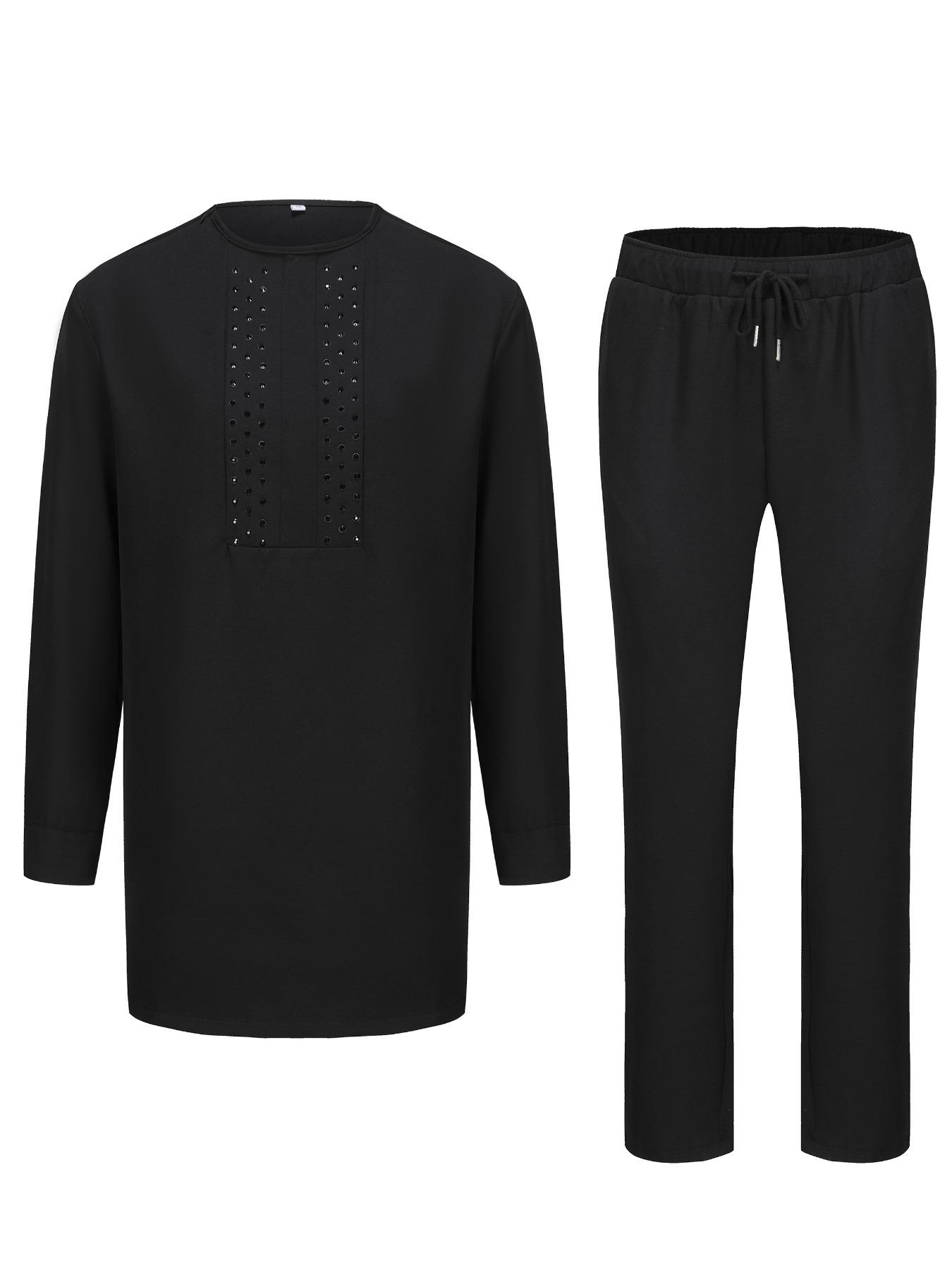 Zwarte herenpak met ronde hals - Ethnic Style recensie en prijs